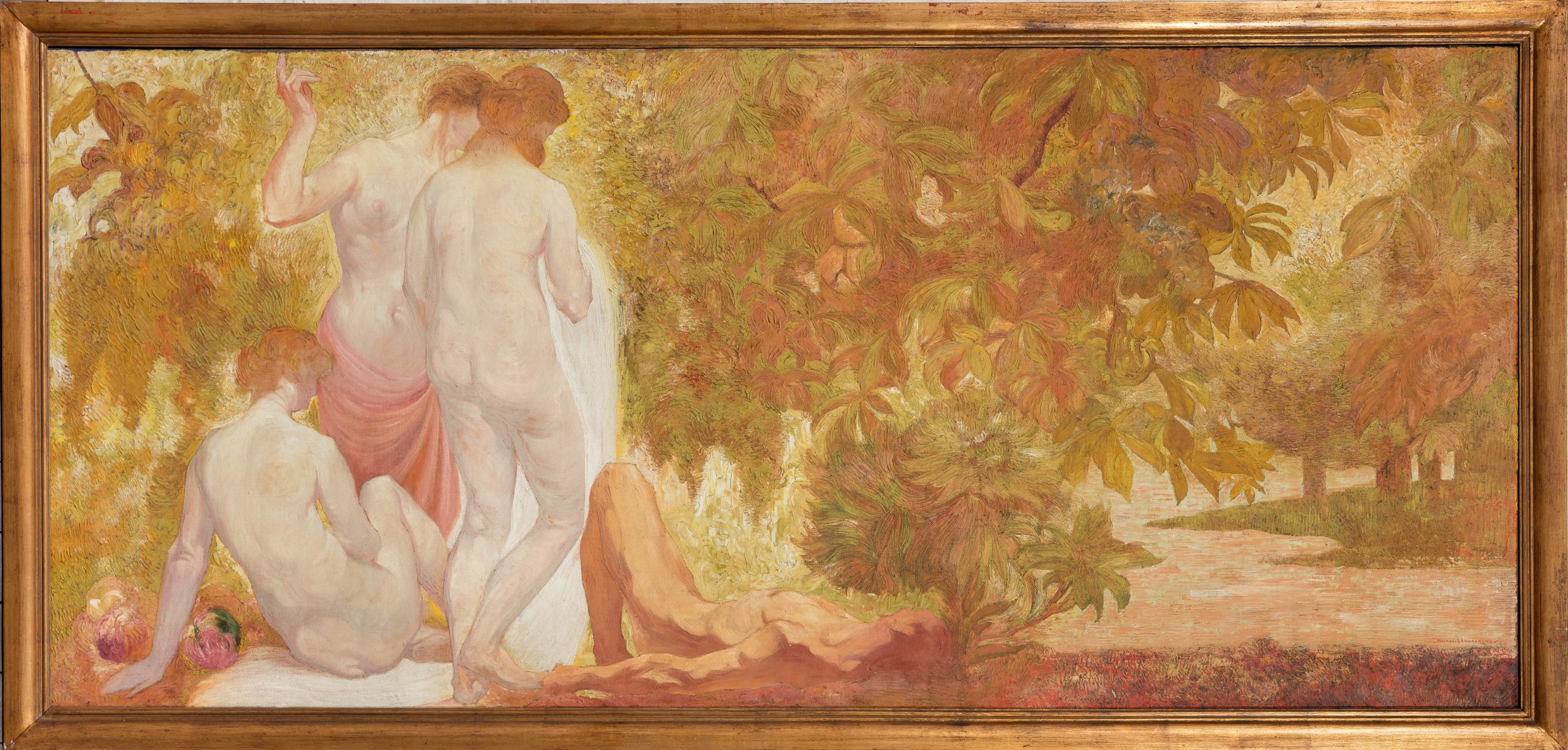 Maurice Langaskens (1884-1946), Automne (Au bord du lac), Huile sur toile, 1911
